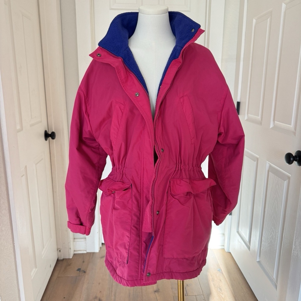 Vintage 90s Hot Pink Purple Fleece-Lined Coat Ski Winter Jacket LL Bean Sz Large